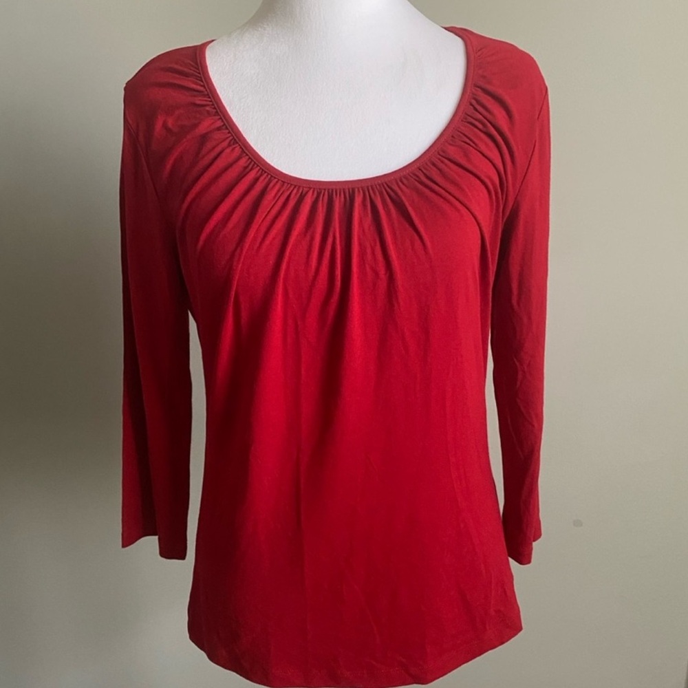 Talbots Red Top w/ Ruched Neckline